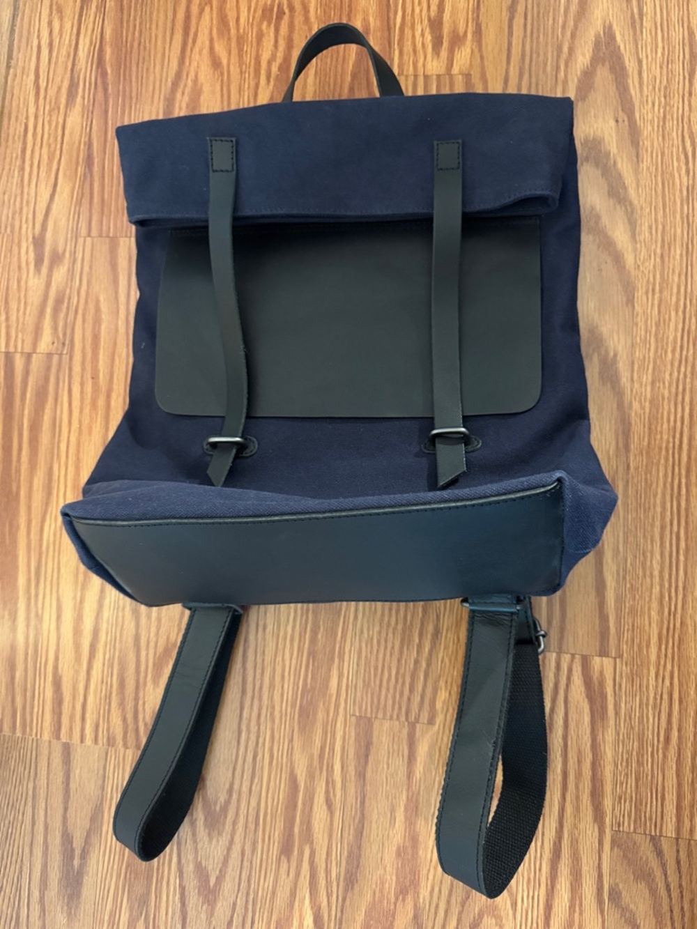 Navy Canvas Backpack with Black Trim for Men